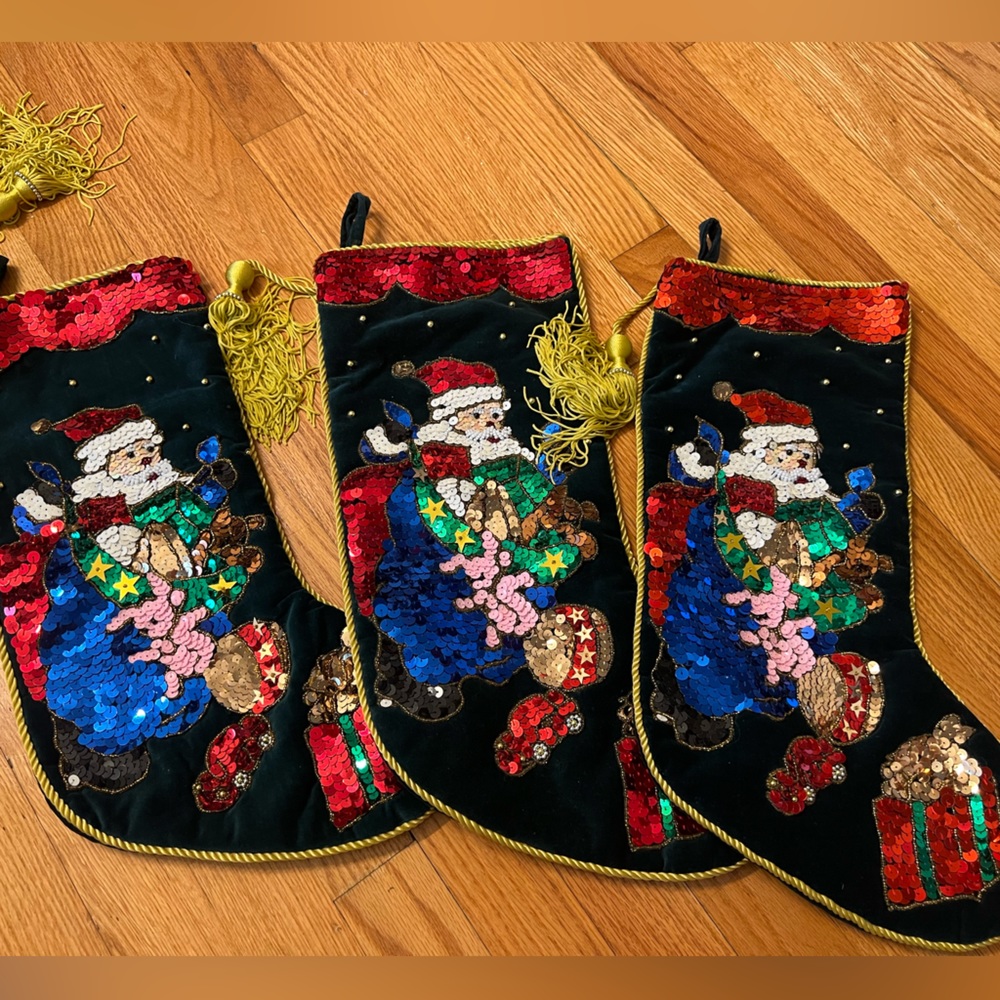 3 sequins Santa stockings